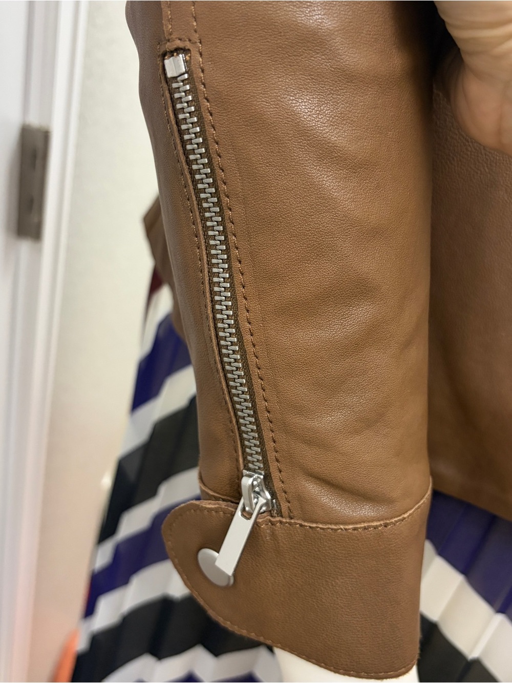 Rebecca Taylor Chestnut Brown Leather Zip Jacket NWT - Size 16 - Picture 4 of 16